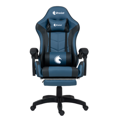 Silla Gamer Ergonómica Dreizt Shine Series Azul Indigo Con Posapies Reclinable