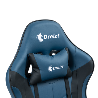 Silla Gamer Ergonómica Dreizt Shine Series Azul Indigo Con Posapies Reclinable