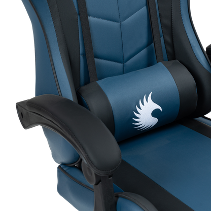 Silla Gamer Ergonómica Dreizt Shine Series Azul Indigo Con Posapies Reclinable