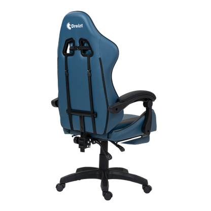 Silla Gamer Ergonómica Dreizt Shine Series Azul Indigo Con Posapies Reclinable