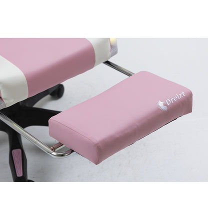 Silla Gamer Ergonómica Dreizt Shine RGB Series Rosado Luces con Posapies Reclinable