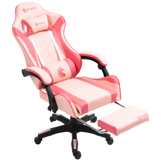 Silla Gamer Ergonómica Dreizt Shine Series Rosado Caramelo Con Posapies Reclinable