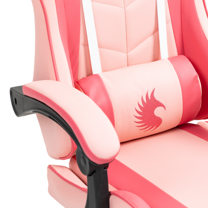 Silla Gamer Ergonómica Dreizt Shine Series Rosado Caramelo Con Posapies Reclinable