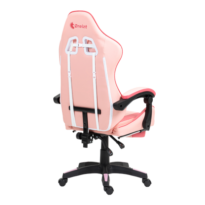 Silla Gamer Ergonómica Dreizt Shine Series Rosado Caramelo Con Posapies Reclinable