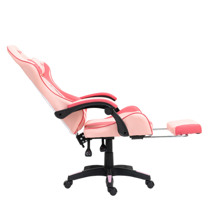 Silla Gamer Ergonómica Dreizt Shine Series Rosado Caramelo Con Posapies Reclinable