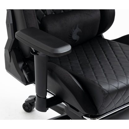 Silla Gamer Dreizt King Series Negro Premium Alta Calidad Reclinable con Posapies Gas Lift Clase 4