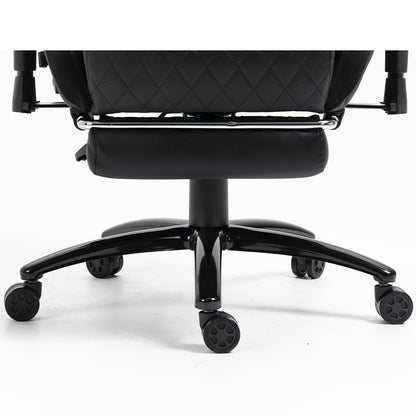 Silla Gamer Dreizt King Series Negro Premium Alta Calidad Reclinable con Posapies Gas Lift Clase 4