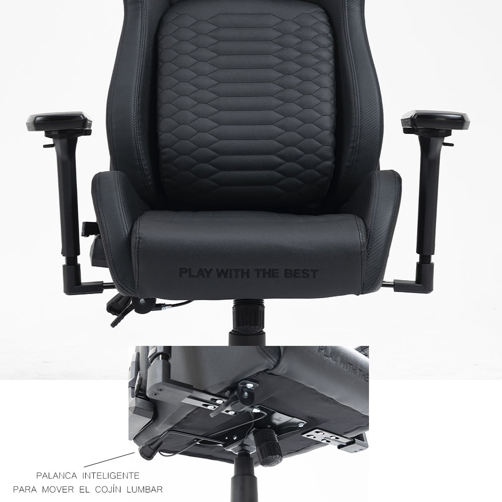 Silla Gamer Dreizt Titan Series Negro Premium Almohadilla Inteligente Reclinable Gas Lift Clase 4