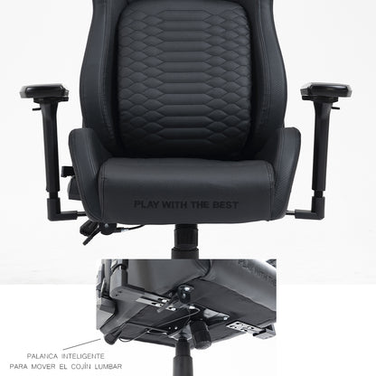 Silla Gamer Dreizt Titan Series Negro Premium Almohadilla Inteligente Reclinable Gas Lift Clase 4