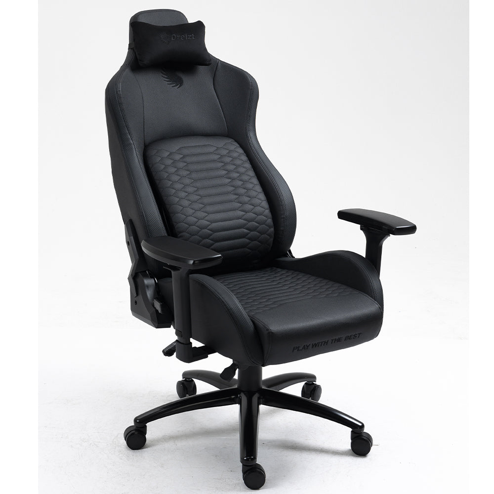 Silla Gamer Dreizt Titan Series Negro Premium Almohadilla Inteligente Reclinable Gas Lift Clase 4