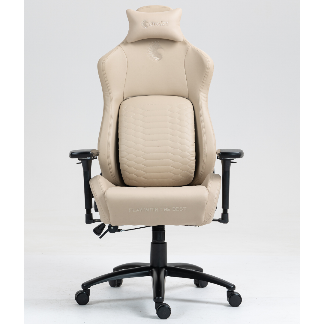 Silla Gamer Dreizt Titan Series Beige Premium Almohadilla Inteligente Reclinable Gas Lift Clase 4