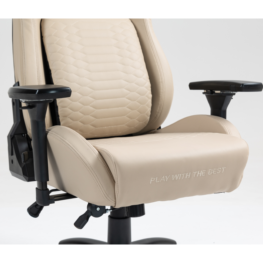 Silla Gamer Dreizt Titan Series Beige Premium Almohadilla Inteligente Reclinable Gas Lift Clase 4