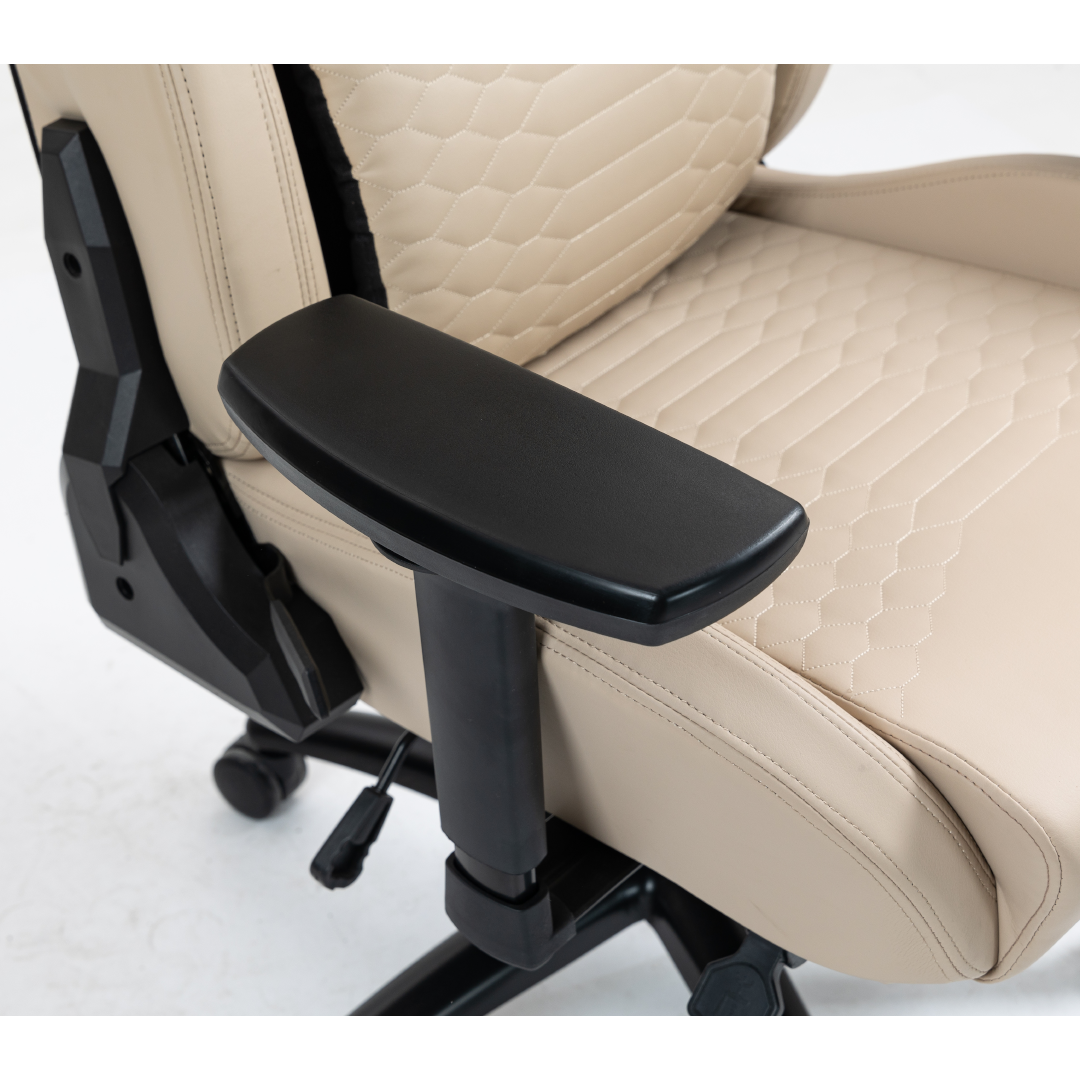Silla Gamer Dreizt Titan Series Beige Premium Almohadilla Inteligente Reclinable Gas Lift Clase 4