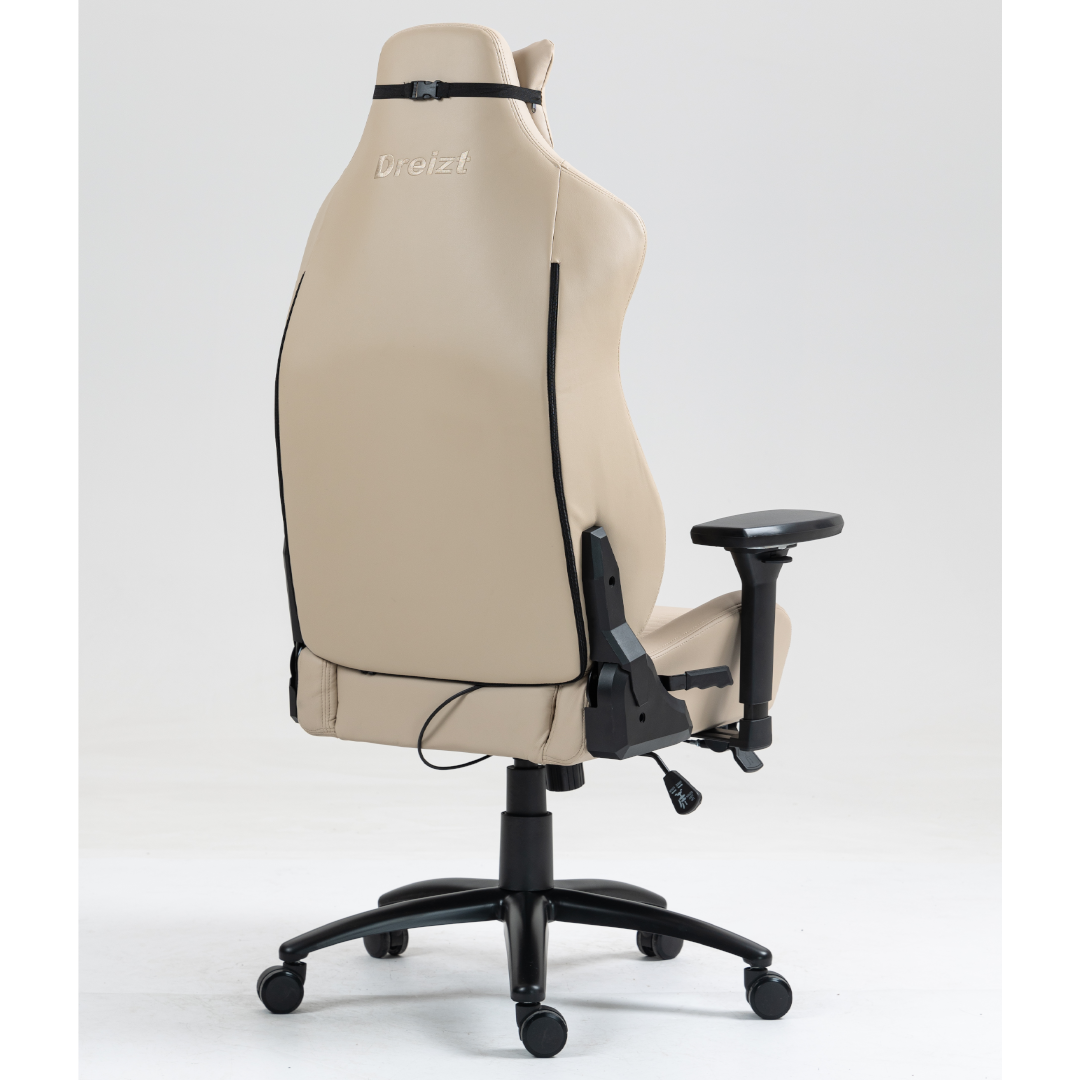 Silla Gamer Dreizt Titan Series Beige Premium Almohadilla Inteligente Reclinable Gas Lift Clase 4