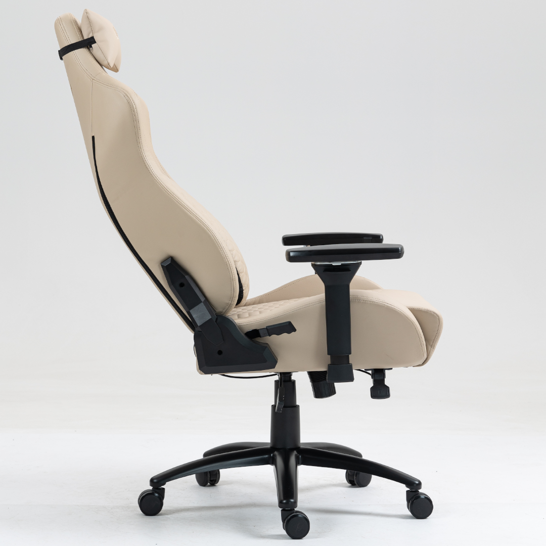 Silla Gamer Dreizt Titan Series Beige Premium Almohadilla Inteligente Reclinable Gas Lift Clase 4