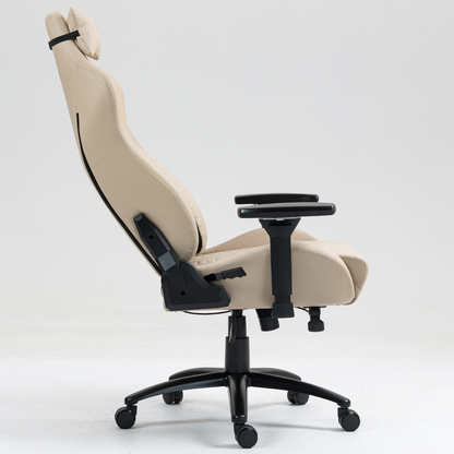 Silla Gamer Dreizt Titan Series Beige Premium Almohadilla Inteligente Reclinable Gas Lift Clase 4