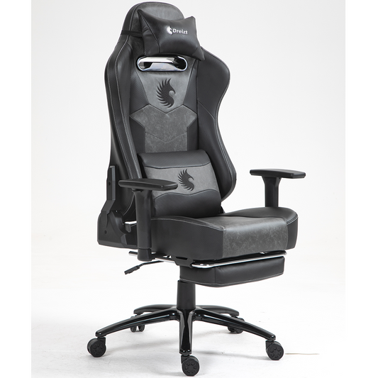 Silla Gamer Dreizt Heroes Series Negro Premium Alta Calidad Reclinable Con Posapies Gas Lift Clase 4