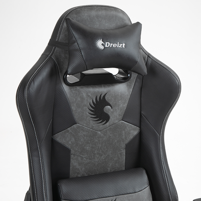 Silla Gamer Dreizt Heroes Series Negro Premium Alta Calidad Reclinable Con Posapies Gas Lift Clase 4