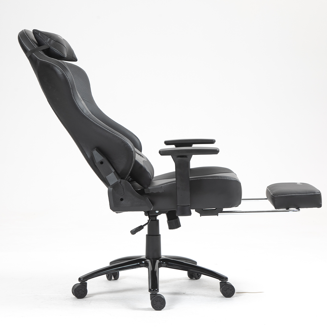 Silla Gamer Dreizt Heroes Series Negro Premium Alta Calidad Reclinable Con Posapies Gas Lift Clase 4