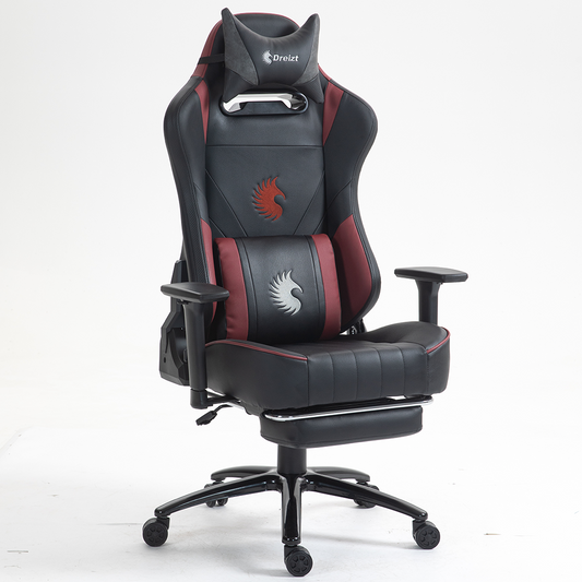 Silla Gamer Dreizt Heroes Series Rojo Dark Premium Alta Calidad Reclinable Con Posapies Gas Lift Clase 4