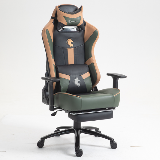 Silla Gamer Dreizt Heroes Series Verde Land Premium Alta Calidad Reclinable Con Posapies Gas Lift Clase 4