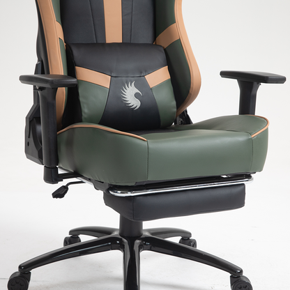 Silla Gamer Dreizt Heroes Series Verde Land Premium Alta Calidad Reclinable Con Posapies Gas Lift Clase 4