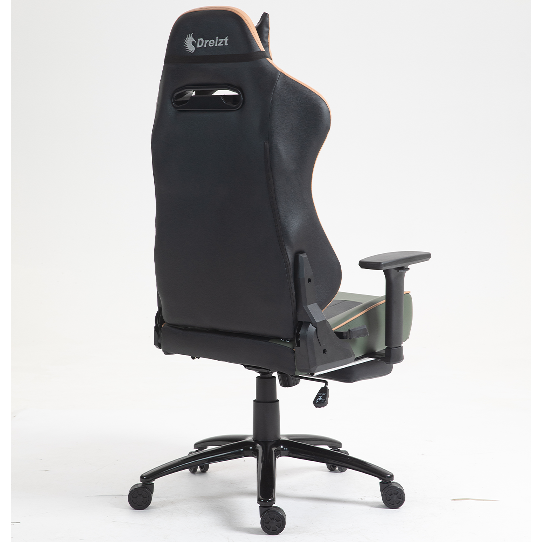 Silla Gamer Dreizt Heroes Series Verde Land Premium Alta Calidad Reclinable Con Posapies Gas Lift Clase 4