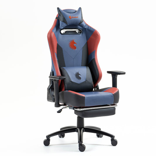 Silla Gamer Dreizt Heroes Series Azul Dark Premium Alta Calidad Reclinable Con Posapies Gas Lift Clase 4