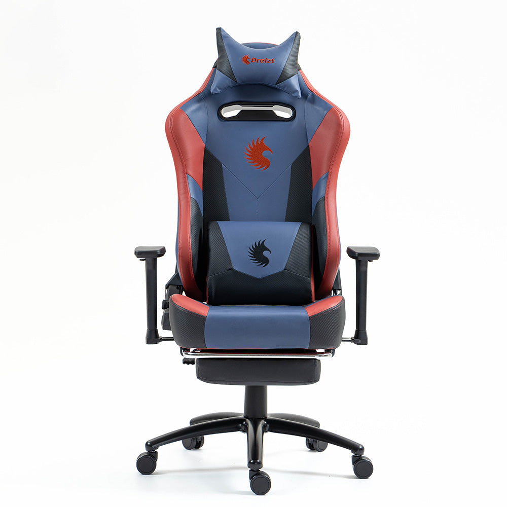 Silla Gamer Dreizt Heroes Series Azul Dark Premium Alta Calidad Reclinable Con Posapies Gas Lift Clase 4