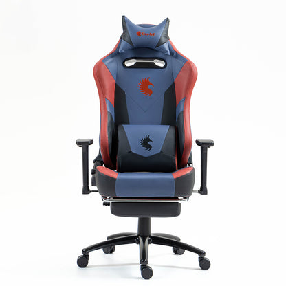 Silla Gamer Dreizt Heroes Series Azul Dark Premium Alta Calidad Reclinable Con Posapies Gas Lift Clase 4