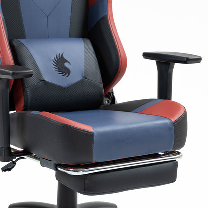 Silla Gamer Dreizt Heroes Series Azul Dark Premium Alta Calidad Reclinable Con Posapies Gas Lift Clase 4