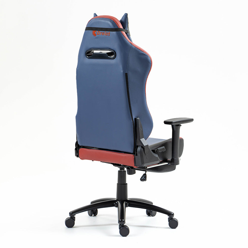 Silla Gamer Dreizt Heroes Series Azul Dark Premium Alta Calidad Reclinable Con Posapies Gas Lift Clase 4