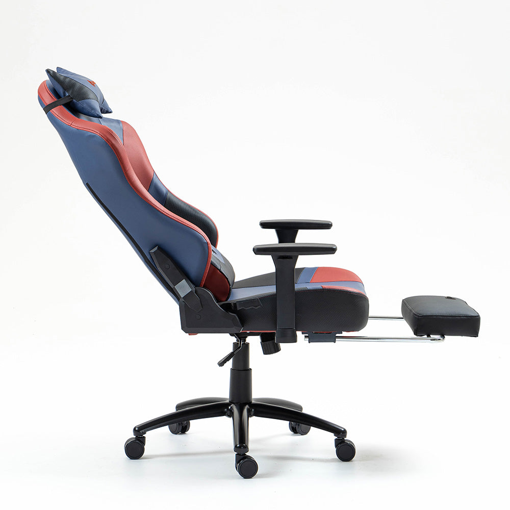 Silla Gamer Dreizt Heroes Series Azul Dark Premium Alta Calidad Reclinable Con Posapies Gas Lift Clase 4