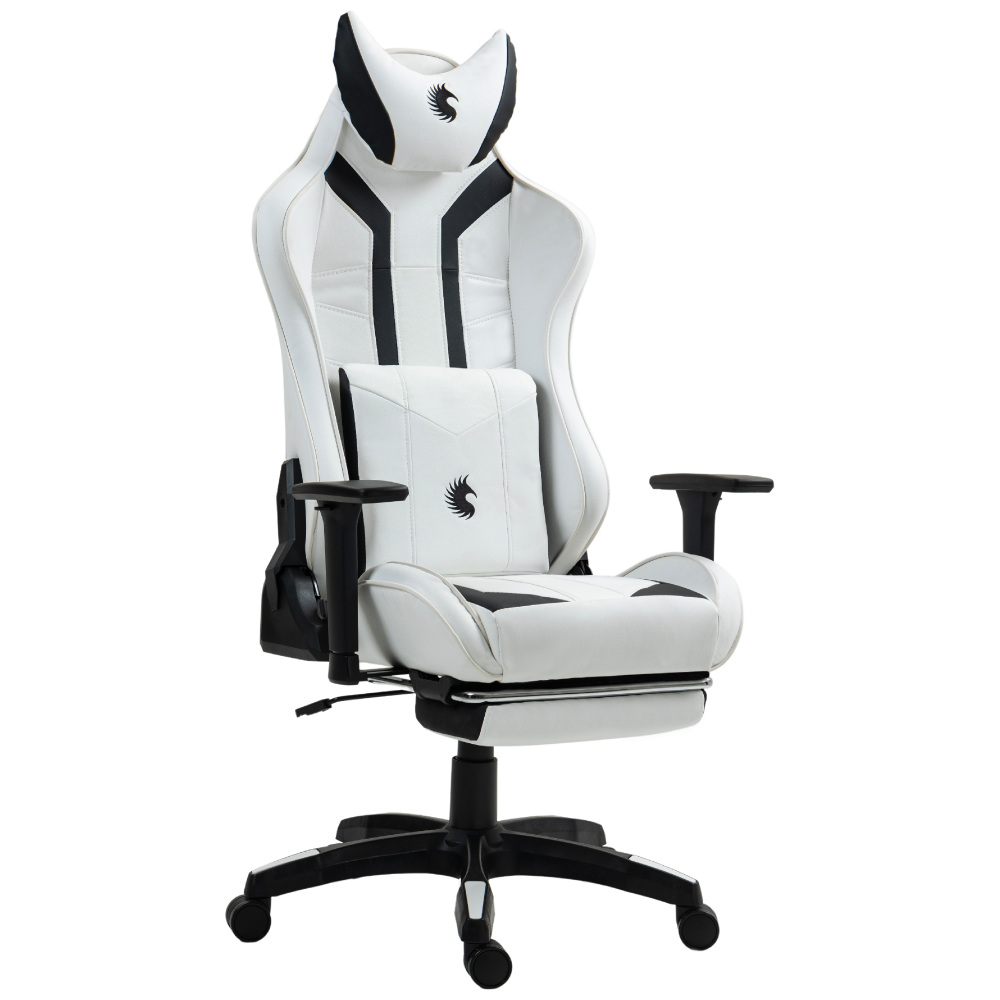 Silla Gamer Dreizt Devil Series Blanco Pro 180° Reclinable Alta Calidad Con Posapies