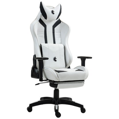 Silla Gamer Dreizt Devil Series Blanco Pro 180° Reclinable Alta Calidad Con Posapies