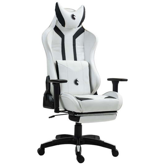 Silla Gamer Dreizt Devil Series Blanco Pro 180° Reclinable Alta Calidad Con Posapies