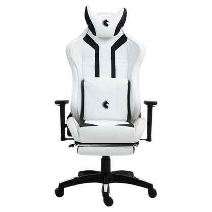 Silla Gamer Dreizt Devil Series Blanco Pro 180° Reclinable Alta Calidad Con Posapies