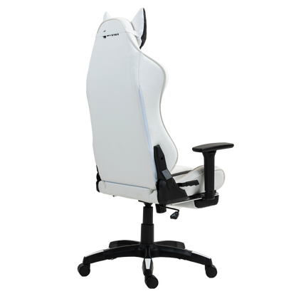 Silla Gamer Dreizt Devil Series Blanco Pro 180° Reclinable Alta Calidad Con Posapies