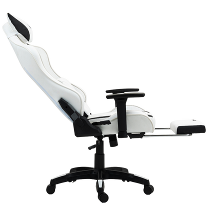 Silla Gamer Dreizt Devil Series Blanco Pro 180° Reclinable Alta Calidad Con Posapies