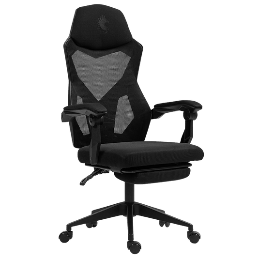 Silla Gamer Ergonómica Dreizt Mesh XL Negro Con Posapies Reclinable