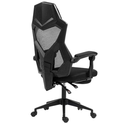 Silla Gamer Ergonómica Dreizt Mesh XL Negro Con Posapies Reclinable