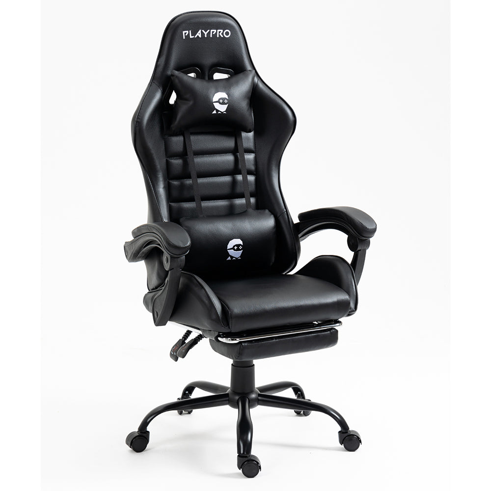 Silla Gamer Con Masajeador Lumbar Playpro X1 Negro Base de Metal