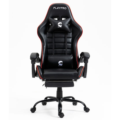 Silla Gamer Con Masajeador Lumbar Playpro X1 Rojo Base de Metal