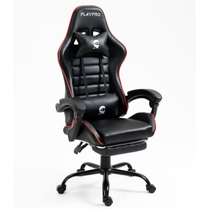 Silla Gamer Con Masajeador Lumbar Playpro X1 Rojo Base de Metal