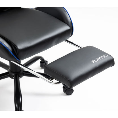Silla Gamer Con Masajeador Lumbar Playpro X1 Azul Base de Metal
