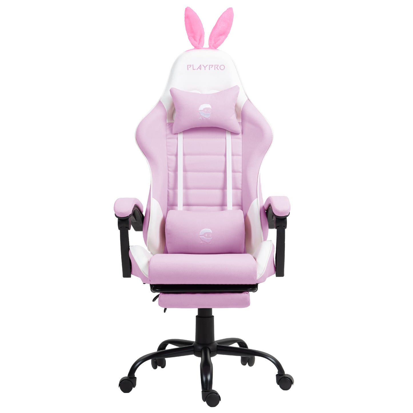Silla Gamer Con Masajeador Lumbar Playpro X1 Rosado Bunny Base de Metal