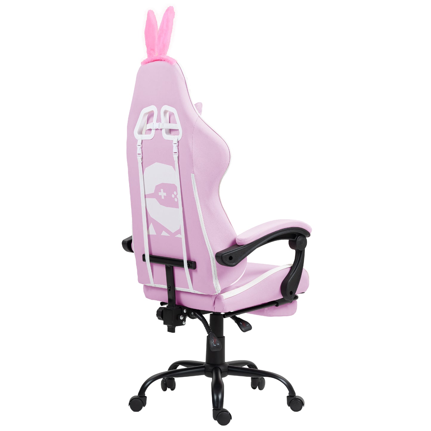 Silla Gamer Con Masajeador Lumbar Playpro X1 Rosado Bunny Base de Metal