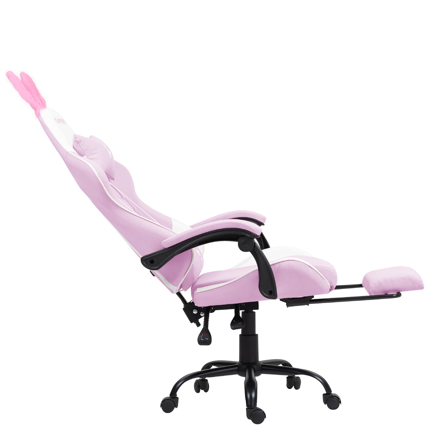 Silla Gamer Con Masajeador Lumbar Playpro X1 Rosado Bunny Base de Metal