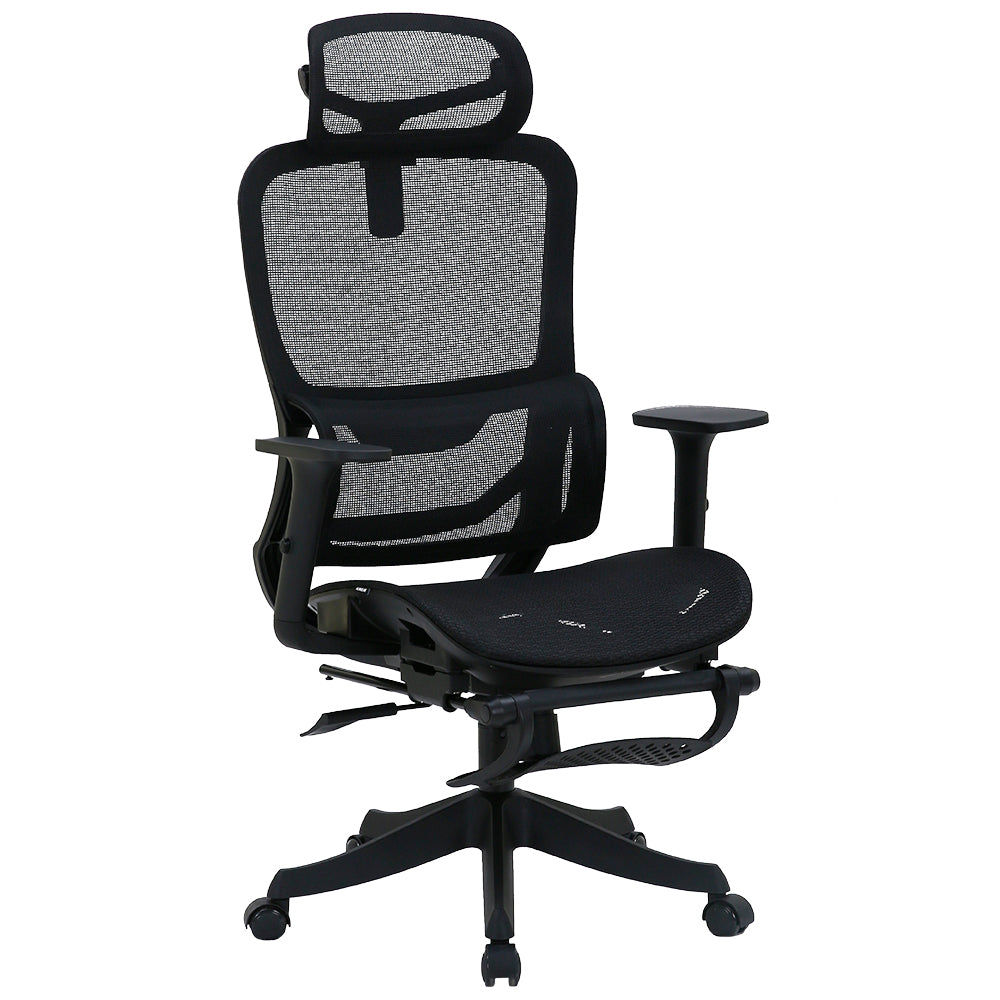 Silla Ergonomica de Oficina Gerencial Komsum Paris Negro con Posapies