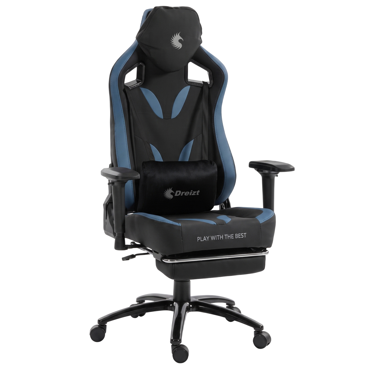Silla Gamer Dreizt Thunder Series Azul Premium Con Posapies Clase 4